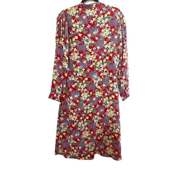 DEBORAH LYONS Red Floral Dionne Button-Front Collared Midi Dress - Sz 12 - Picture 4 of 5